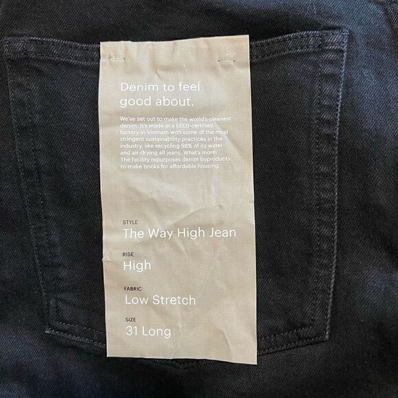 Everlane The Way High Jeans Organic Cotton Black Raw Hem Size 31 Long NWT - Picture 11 of 12